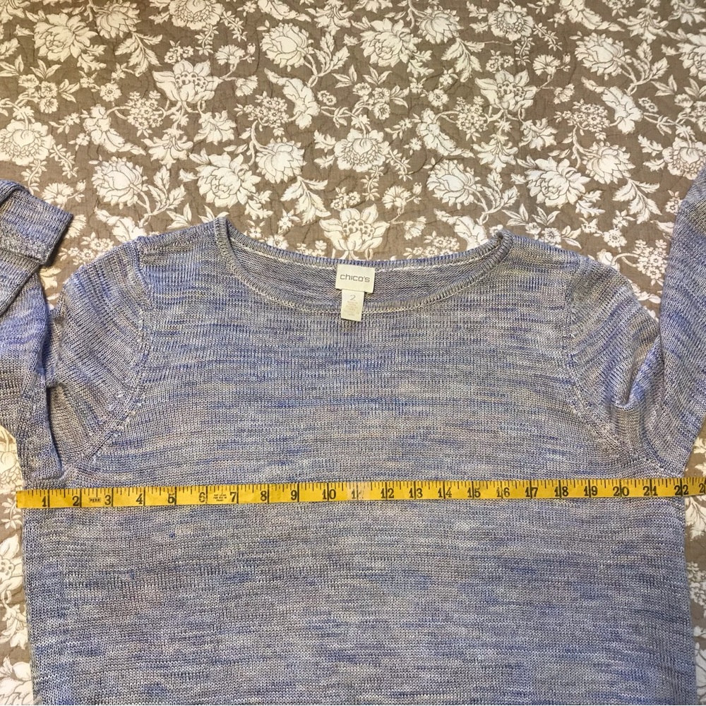 Chico's Blue and Cream Knit Top - Picture 4 of 7